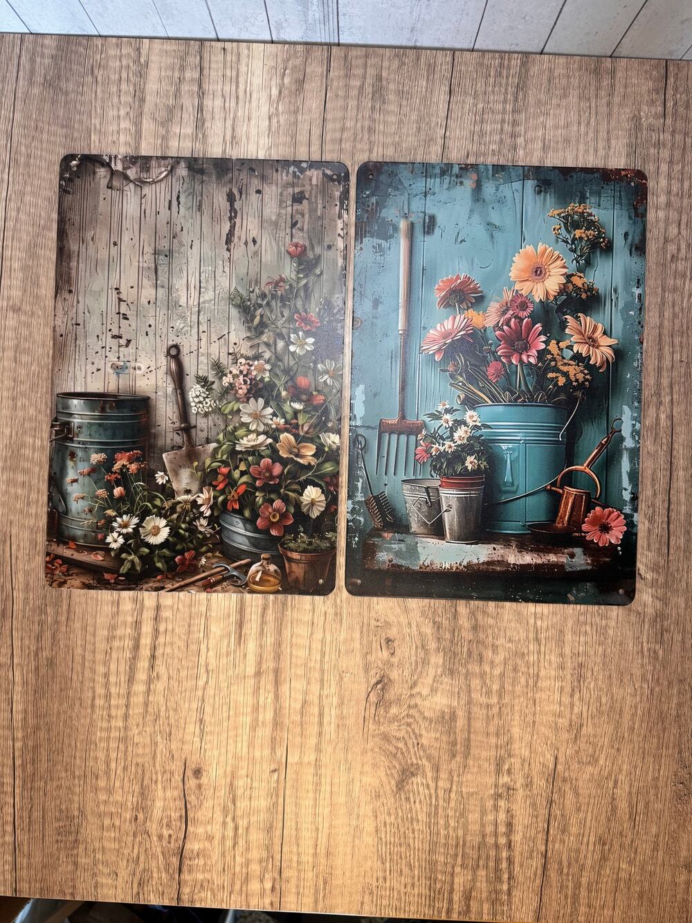 Metal Sign Set of 2 Garden Kitchen Metal Sign Gardening Flowers NEW FAST SHIP